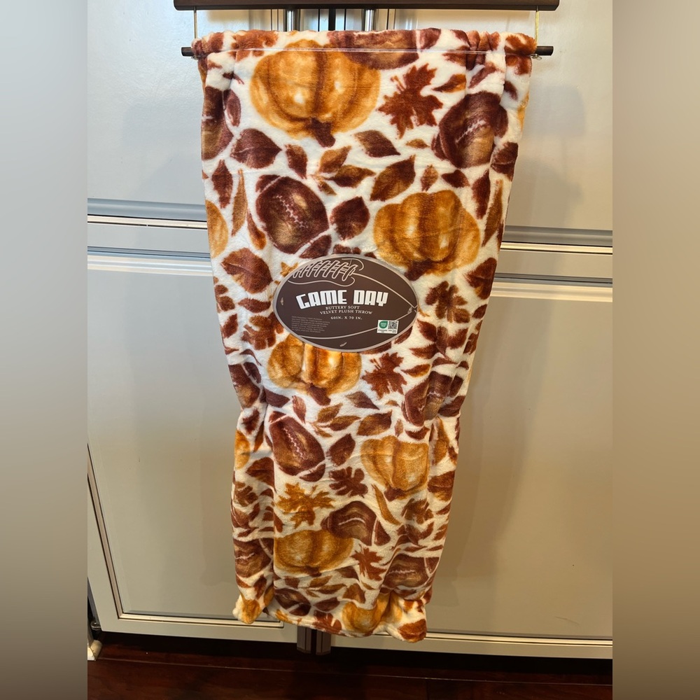 Autumn Fall Leaves Football Throw Blanket